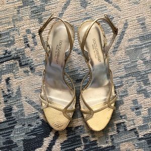 DOLCE AND GABBANA GOLD STRAPPY HEELS